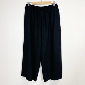 Sophia NYC Pants Womens Medium Black Texture Pull On Elastic Waist Crop Wide Leg